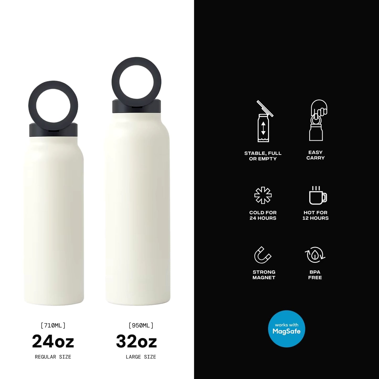 Insulated Water Bottle Compatible Magsafe Water Bottle with Phone Holder, Stainless Steel Water Bottle with Magnetic Phone Tripod for Selfies and making Content