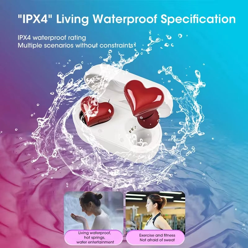 Heart shaped Bluetooth Wireless Headphones Earphones Music Sports Earphone High Quality Heart Earbuds Girl Gift