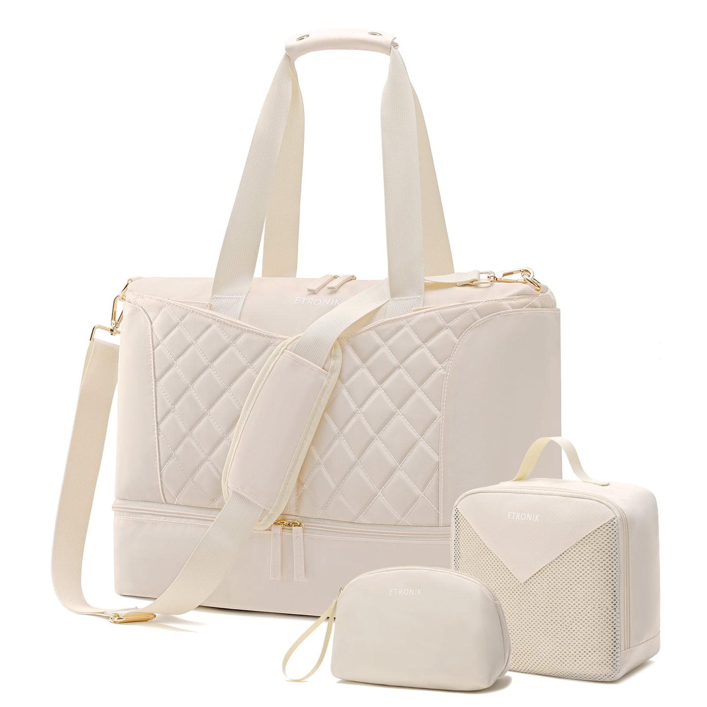 3 Pcs Set Gym Bag with USB Charging Port and Shoe Compartment for Women, Great Gift or Spoil yourself