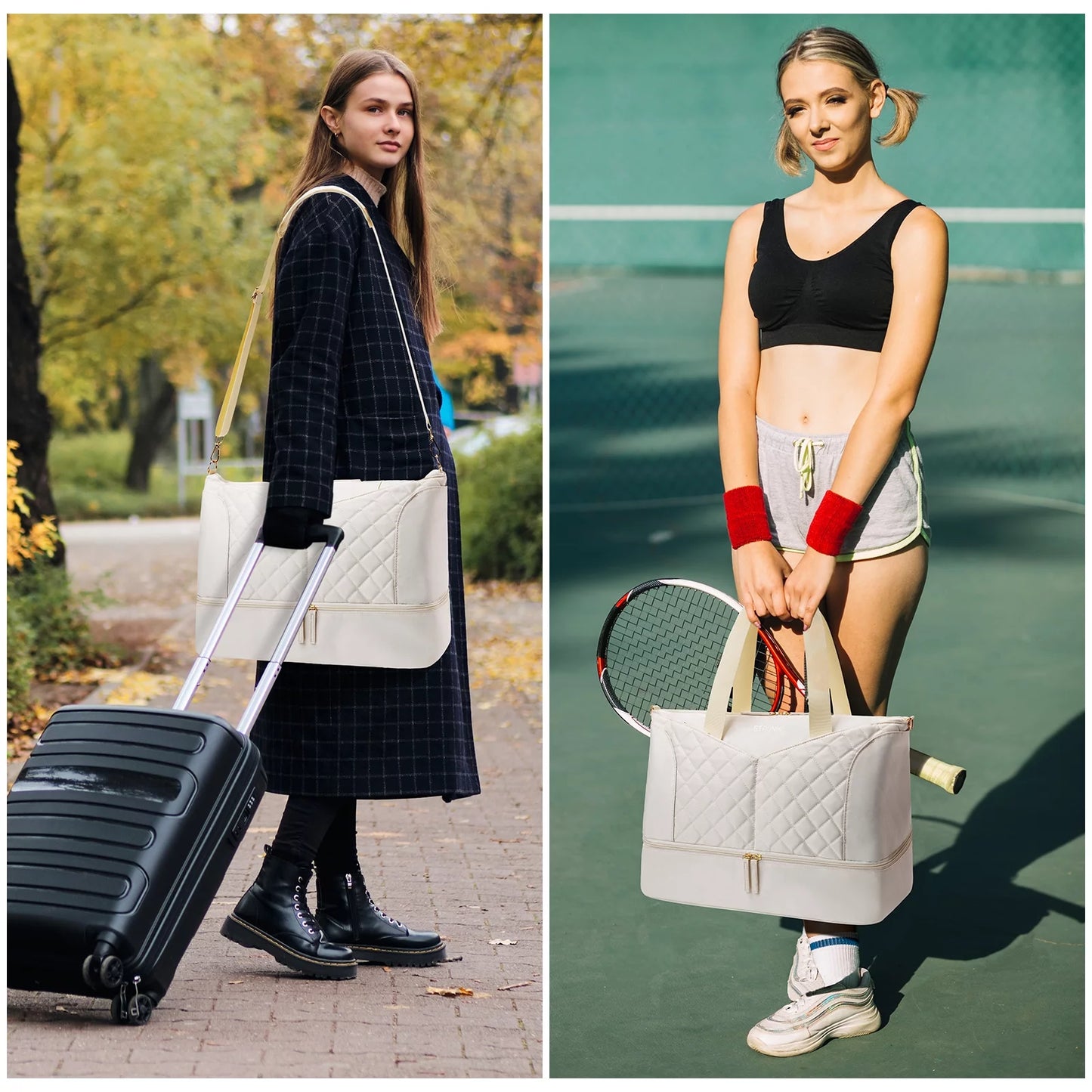 3 Pcs Set Gym Bag with USB Charging Port and Shoe Compartment for Women, Great Gift or Spoil yourself