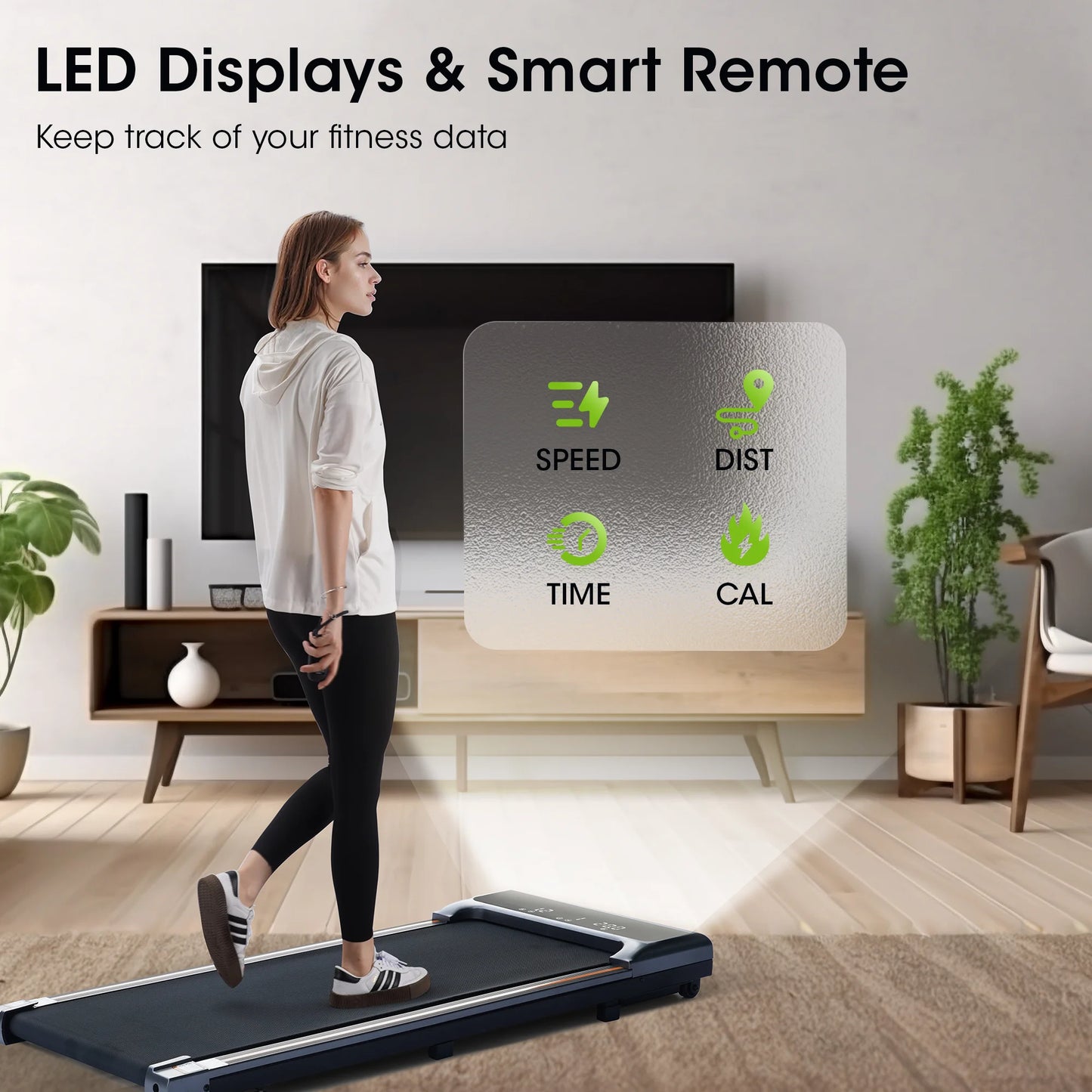 Walking Pad under Desk Treadmill with Remote Control Lightweight 2 in 1 Exercise Treadmill 0.6-3.8 Speed Range for Home Office Workout Indoor