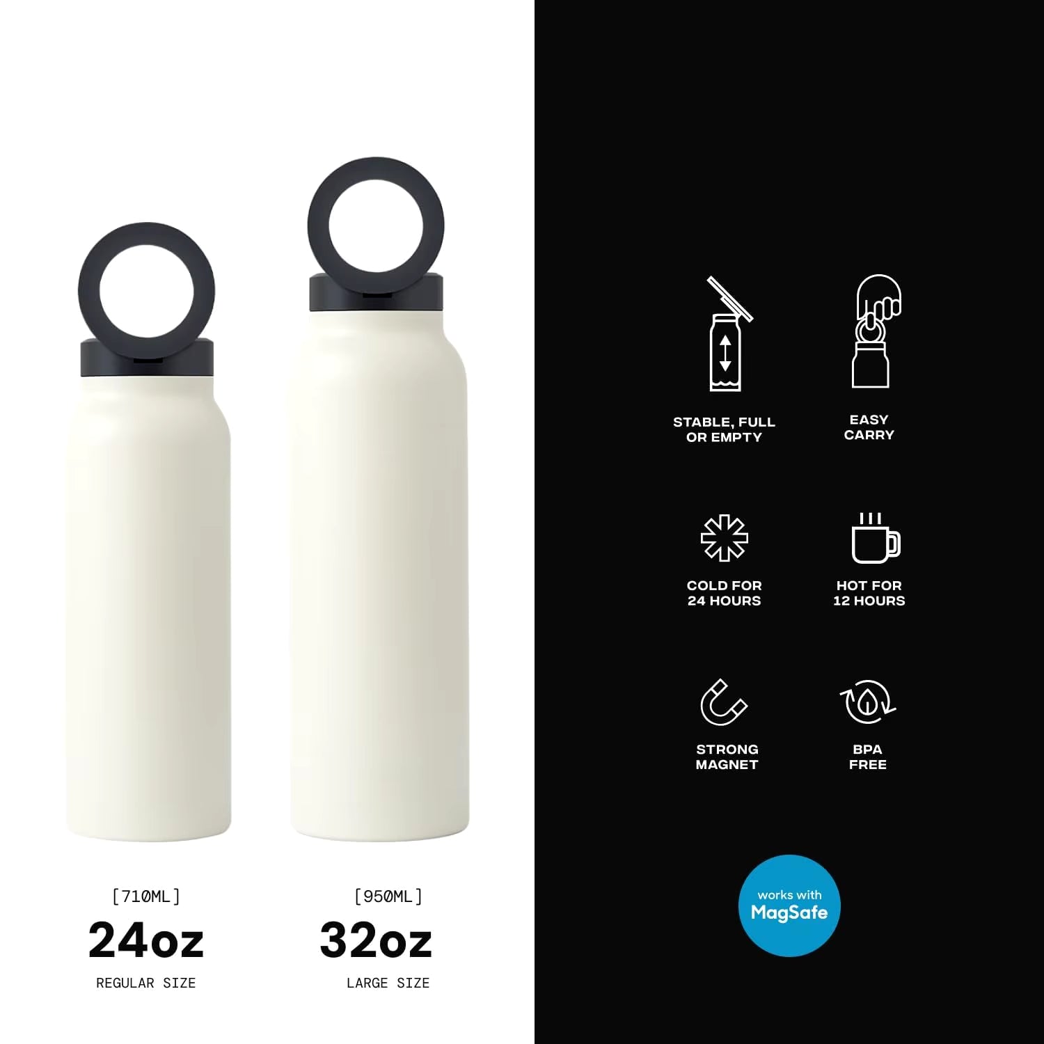 Insulated Water Bottle Compatible Magsafe Water Bottle with Phone Holder, Stainless Steel Water Bottle with Magnetic Phone Tripod for Selfies and making Content