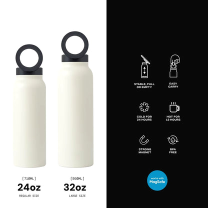 Insulated Water Bottle Compatible Magsafe Water Bottle with Phone Holder, Stainless Steel Water Bottle with Magnetic Phone Tripod for Selfies and making Content