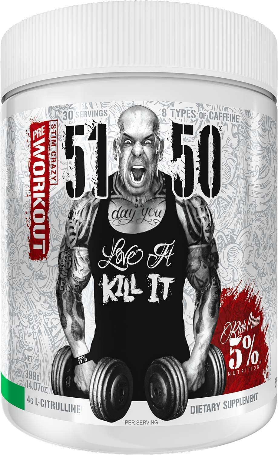 Rich Piana 5150 High Stim Pre-Workout Powder | Extreme Energy, Focus, Pumps & Endurance | 400 Mg Caffeine, Citrulline, Beta Alanine, N-Acetyl L-Tyrosine | 30 Srvgs (Green Apple)