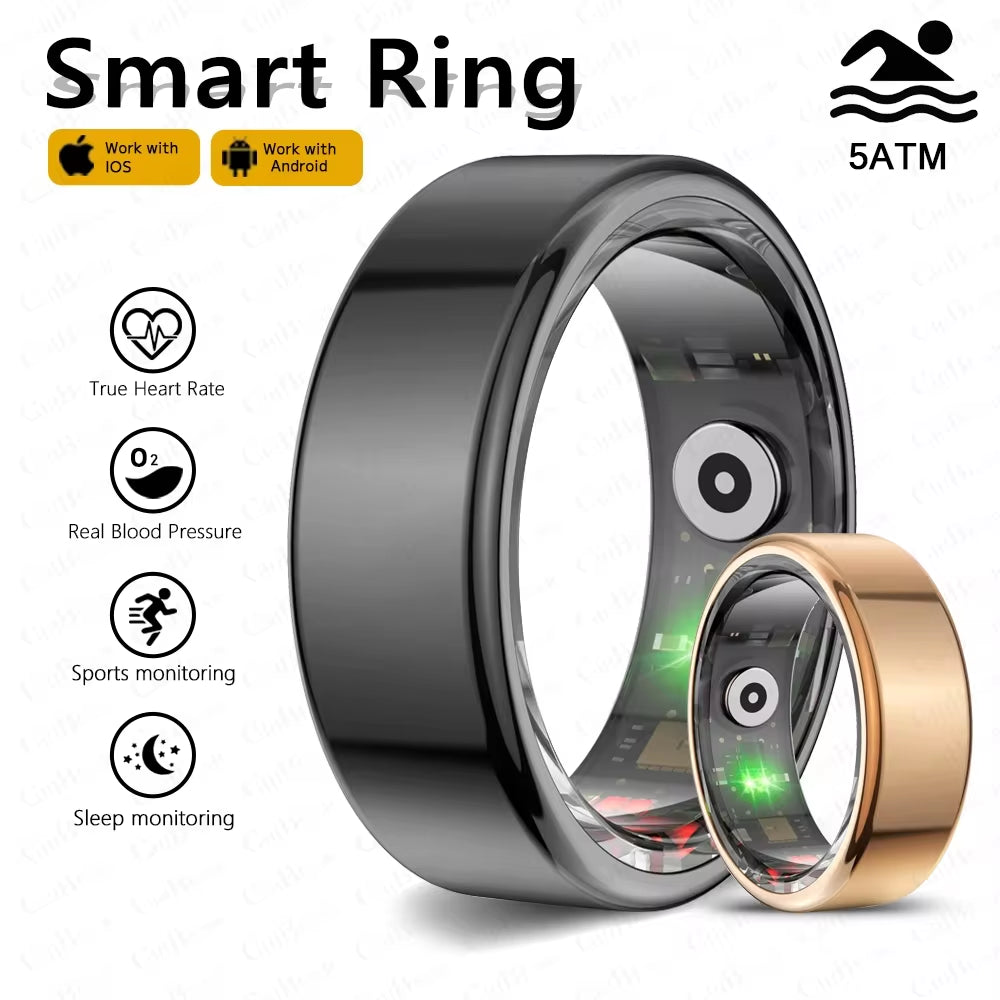 Smart Ring Real Heart Rate Stainless Steel Ring Swimming Waterproof Smart Ring 2025