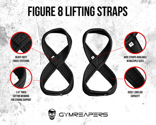 Figure 8 Lifting Straps for Deadlift, Powerlifting, Strongman, & Cross Training Strong Weightlifting Wrist Straps for Men, Women