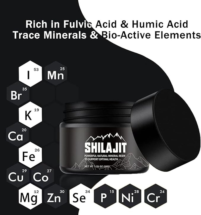 Shilajit Pure Himalayan 50 Grams Natural Organic Shilajit Resin,Golden Grade Shilajit Supplement for Men and Women with 80 Trace Minerals & Fulvic Acid for Energy, Immune Support