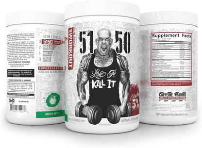 Rich Piana 5150 High Stim Pre-Workout Powder | Extreme Energy, Focus, Pumps & Endurance | 400 Mg Caffeine, Citrulline, Beta Alanine, N-Acetyl L-Tyrosine | 30 Srvgs (Green Apple)