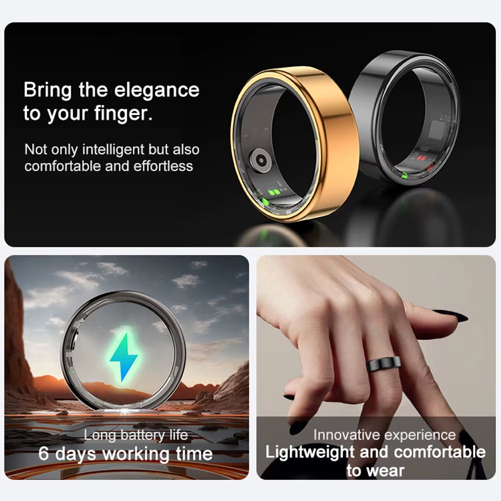 Smart Ring Real Heart Rate Stainless Steel Ring Swimming Waterproof Smart Ring 2025